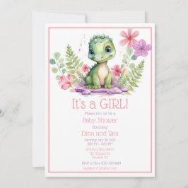 Invitación Flores Chicas de dinosaurios bebés