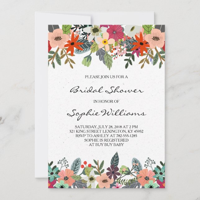 Invitación Flores Clásicas Ducha Bridal (Anverso)