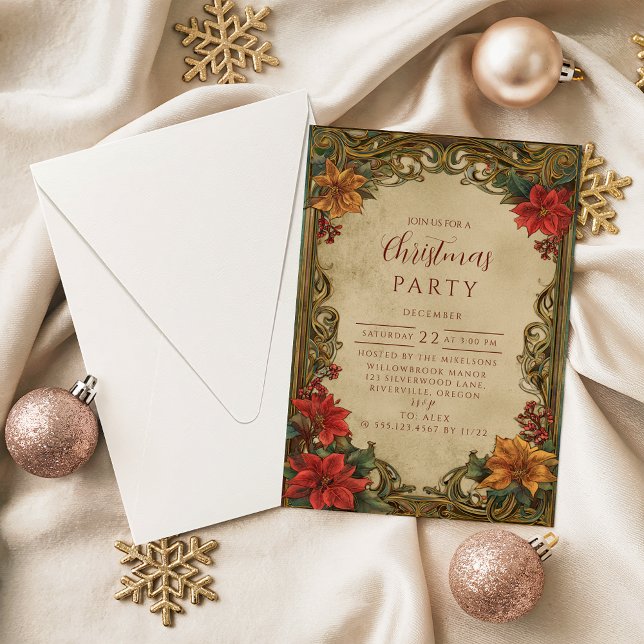 Invitación Flores Clásicas Victorianas de Navidad (Subido por el creador)