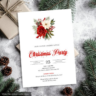Invitación Flores Clásicos de Navidad Botánicos de Navidad