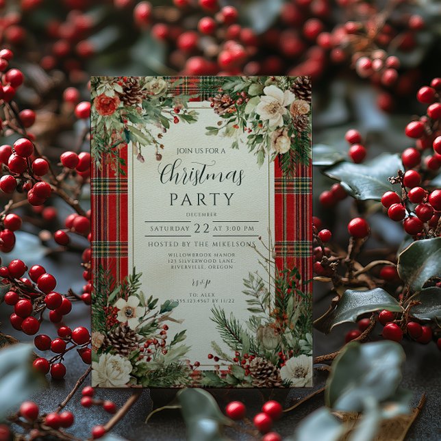 Invitación Flores Clásicos de Navidad de Invierno (Subido por el creador)