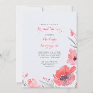Invitación Flores color de agua rosada Cute ducha de novia