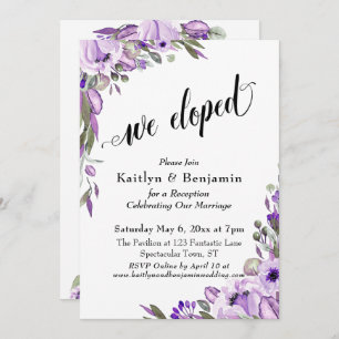 Invitación Flores color morado eludimos la tipografía