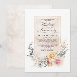 Invitación Flores color tierra elegante Aniversario de la bod
