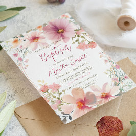 Invitación Flores coloridas bautismo Chica