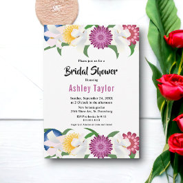 Invitación Flores Coloridas Boho Ducha Bridal Floral Moderna