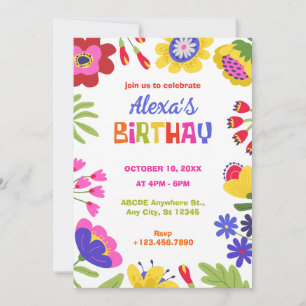 Invitación Flores coloridas cumpleaños divertido