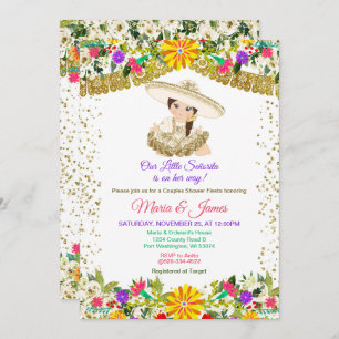 Invitación Flores coloridas Fiesta Mexicana Ducha Parejas