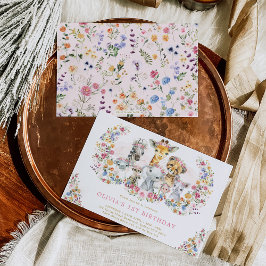 Invitación Flores coloridas Jungle Safari Animales Cumpleaños