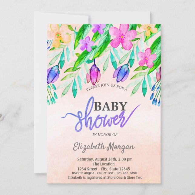 Invitación Flores Coloridas Primavera Baby Shower (Anverso)