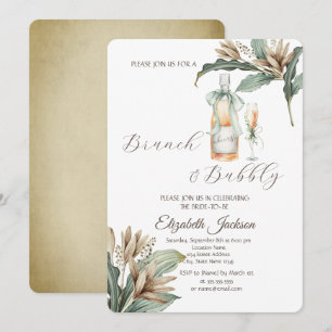 Invitación Flores Copa de Champán Botella Ducha Nupcial