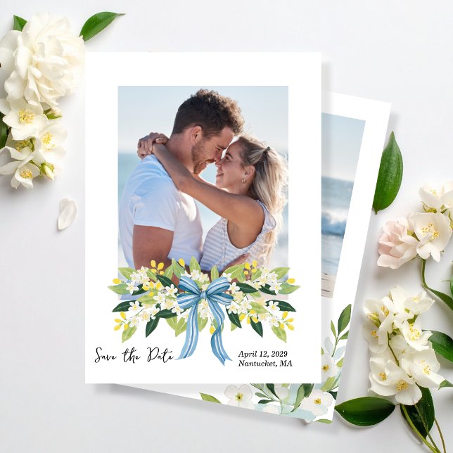 Invitación Flores Costeros de Nantucket para Guardar la Fecha (Subido por el creador)