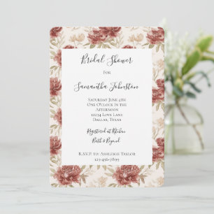 Invitación Flores Cremas Rojas para Despedida de Soltera