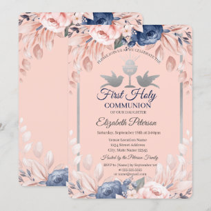 Invitación Flores Cruz Primera Comunión