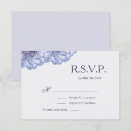 Invitación Flores Dalia Lila Azul Elegante Boda RSVP