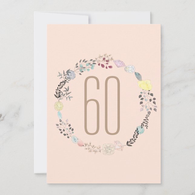 Invitación Flores de abadejo y diamantes cumpleaños número 60 (Reverso)