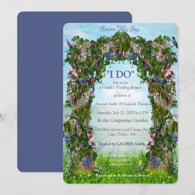 Invitación Flores de abeja y de abeja (Anverso / Reverso)