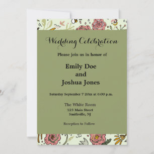 Invitación Flores de abejas florales acuáticas elegantes y mo