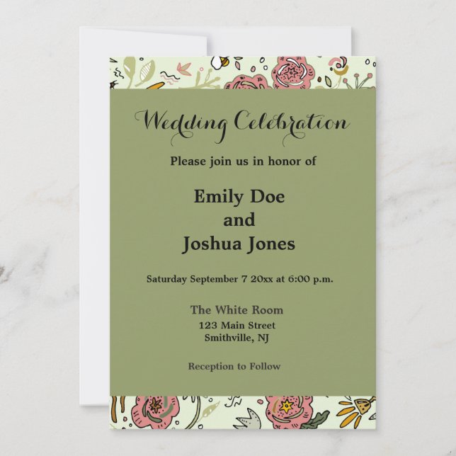 Invitación Flores de abejas florales acuáticas elegantes y mo (Anverso)