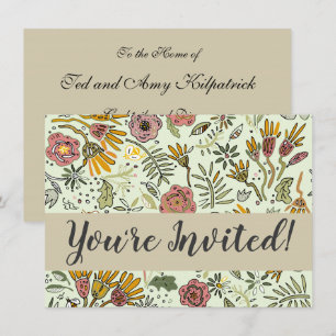 Invitación Flores de abejas florales acuáticas elegantes y mo