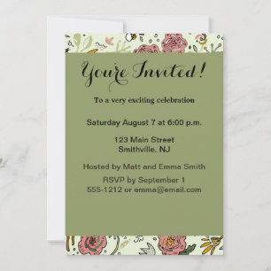 Invitación Flores de abejas florales acuáticas elegantes y mo