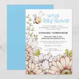 Invitación Flores de abejorro azul bebé virtual Florals
