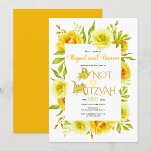 Invitación Flores de acuarela amarilla floral B' Not Mitzvah 