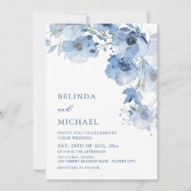 Flores de Acuarela Azul Boda Casual