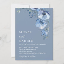 Flores de Acuarela Azules Boda Informal