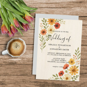 Invitación Flores de acuarela botánica rústica boda de boho