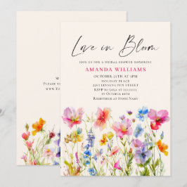 Invitación Flores de acuarela brillante festiva ducha de novi