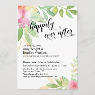 Invitación Flores de Acuarela Caligrafía Felices para Siempre