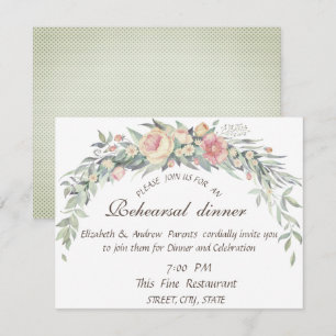 Invitación Flores de Acuarela, Cena de Ensayo de Lunares