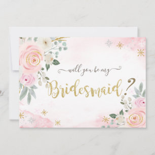 Invitación Flores de acuarela chic copos de nieve dama de hon