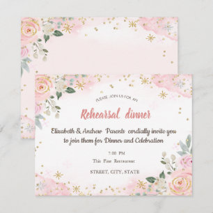 Invitación Flores de acuarela Copos de nieve Cena de ensayo