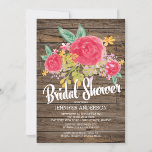 Invitación Flores de acuarela de campo rústico Ducha de novia