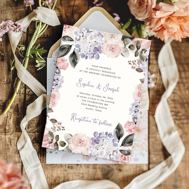 Invitación Flores de acuarela de época | BODA (Subido por el creador)