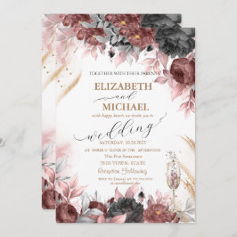 Invitación Flores de acuarela de otoño Boda de vidrio de cham