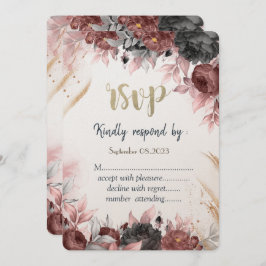 Invitación Flores de acuarela de otoño Boda RSVP