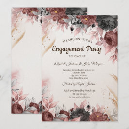 Invitación Flores de Acuarela de Otoño Compromiso