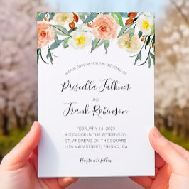 Invitación Flores De Acuarela De Peach En Un Boda