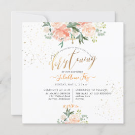 Invitación Flores de acuarela de pixDezines Peach Christening