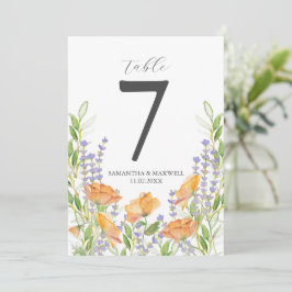 Invitación Flores de acuarela del número de tabla imprimible