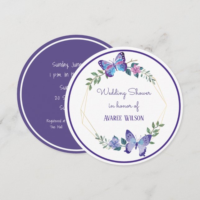 Invitación Flores de acuarela Ducha de novia (Anverso / Reverso)