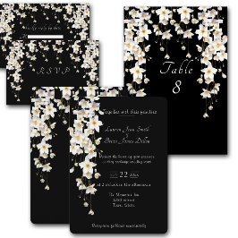 Invitación Flores de Acuarela en Blanco y Negro Elegantes