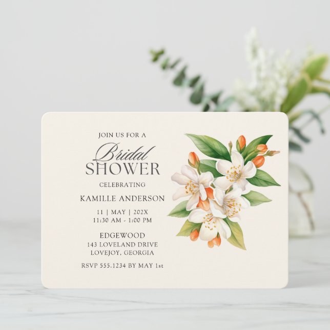 Invitación Flores de acuarela modernas duchas de novias (Anverso de pie)