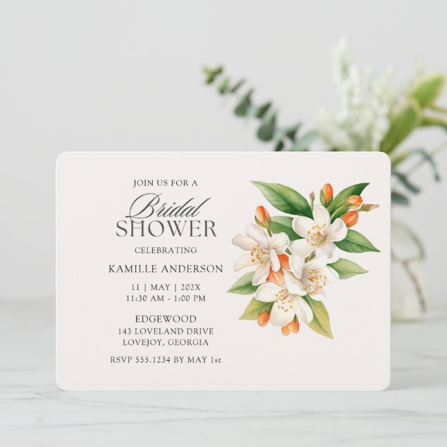 Invitación Flores de acuarela modernas duchas de novias (Anverso de pie)