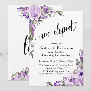 Invitación Flores de Acuarela Moradas Tipografía de Fugados