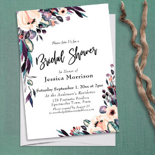 Invitación Flores de acuarela multicolor Ducha de novia