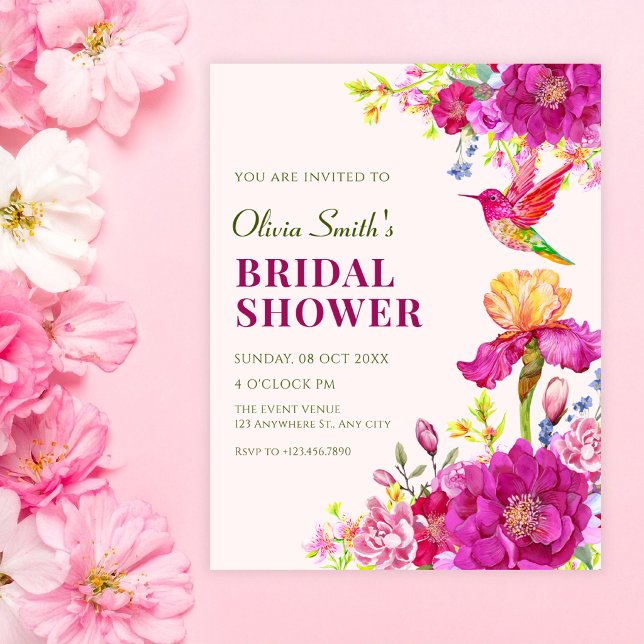 Invitación Flores de acuarela pajarito despedida de soltera (Subido por el creador)